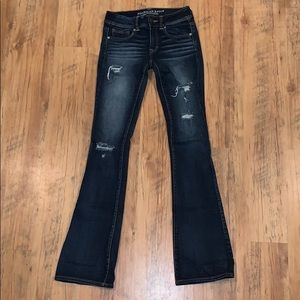 American Eagle Kick Boot Distressed Dark Jean 4XL
